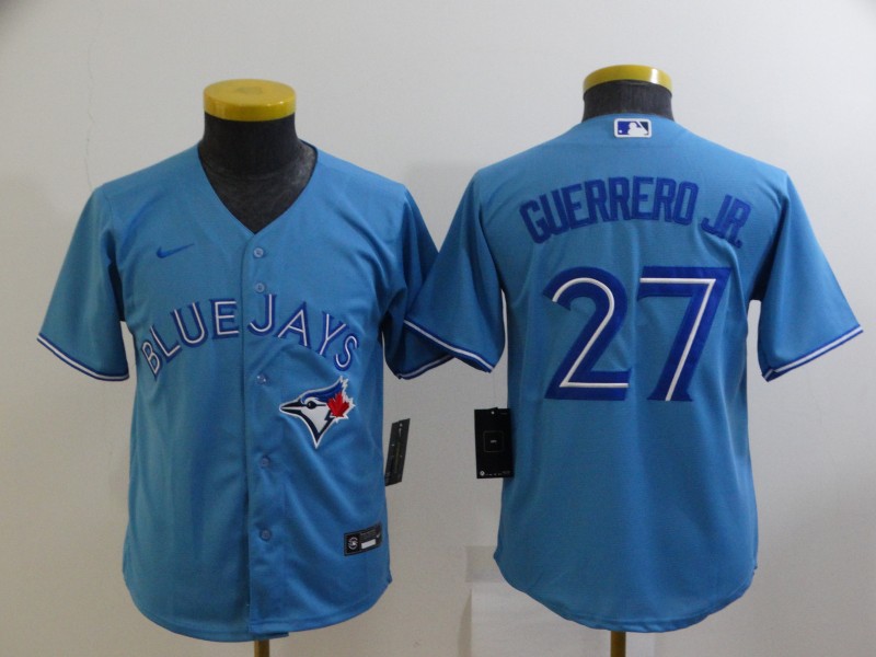2021 Youth Toronto Blue Jays #27 Guerrero jr Blue Game 2021 Nike MLB Jerseys->oakland raiders->NFL Jersey